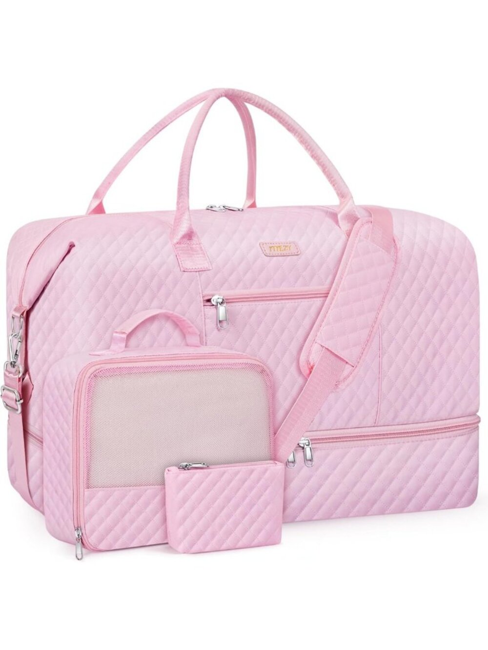 Spacious Weekender Travel Duffel Bag for Women - Large Carry-On 3PC Set